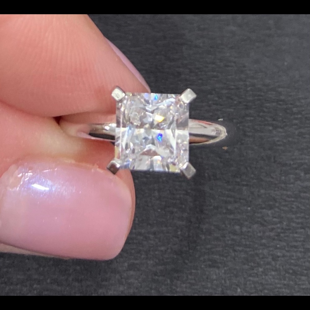 2ct CZ princess cut solitaire engagement ring